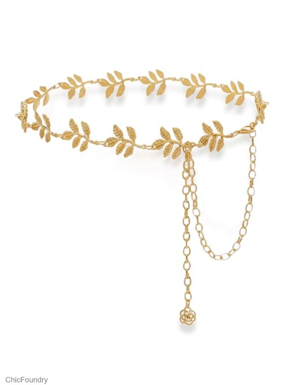 Gold Leaf Greek Goddess Waist Chain Belt Adjustable Metal Boho